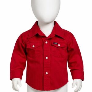 Wrangler toddler Red Western Snap Shirt XXS 0-2 Cowboy Rodeo Kids